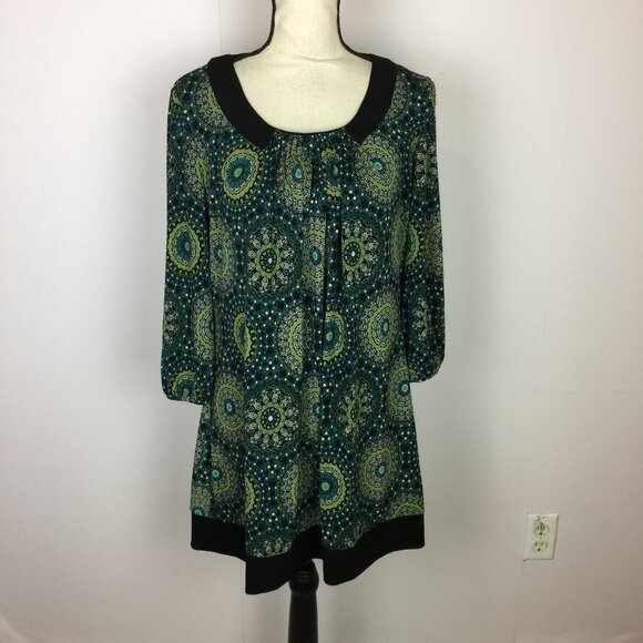 Style Co Womens Mixed Stitch Cowlneck Tunic Green Size Xs